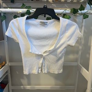 White Button Up Urban Outfitters Crop Top size S